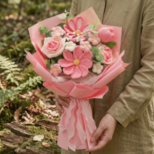 Crochet Flower Bouquet for Mother’s Day, Crochet Rose Bouquet Gift for Mom, Handmade Birthday & Anniversary Forever Flowers